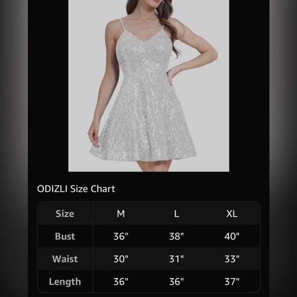 ODIZLI Spaghetti Straps Sparkly Sequins A Line Mini Dress Above Knee Length - Picture 13 of 16